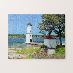 Quebra-cabeça Farol da Ilha Rock, Nova York Jigsaw Puzzle