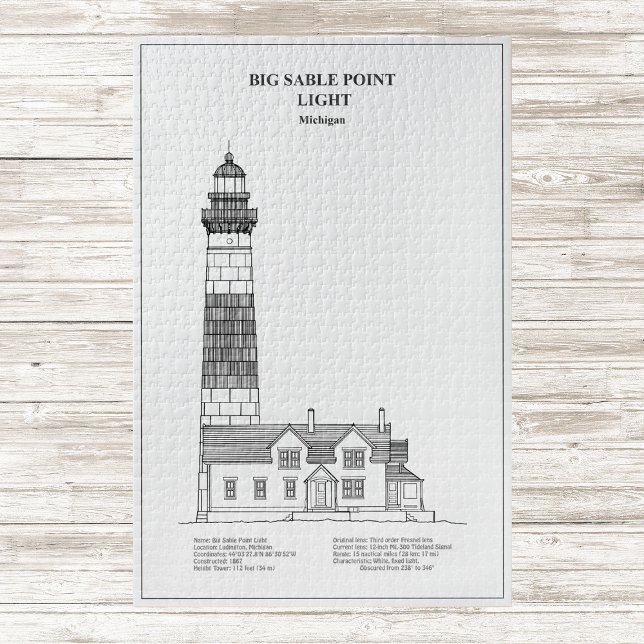 Quebra-cabeça Farol de Big Sable Point - Michigan - BD (Big Sable Point Lighthouse - Michigan - BD. Jigsaw Puzzle)