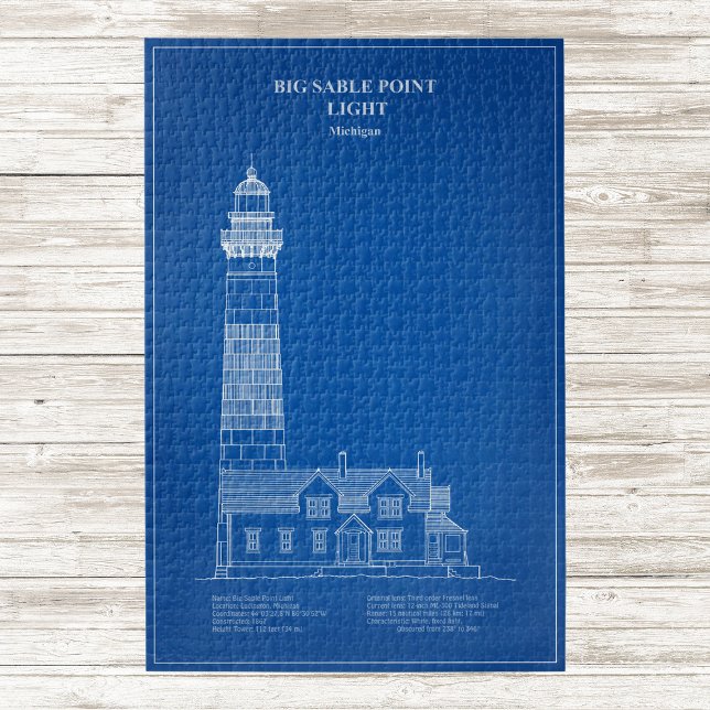 Quebra-cabeça Farol de Big Sable Point - Michigan – DC (Big Sable Point Lighthouse - Michigan – AD. Jigsaw Puzzle)