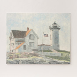 Quebra-cabeça Farol de Cape Neddick em Aquarela