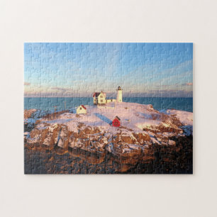 Quebra-cabeça Farol de Nubble Sunset para Oceano de Fotografia P