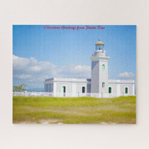 Quebra-cabeça Farol de Porto Rico. Saudações de Natal