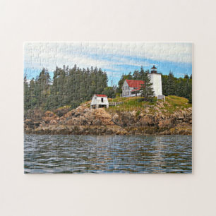 Quebra-cabeça Farol do porto Casaco queimado, Maine da ilha de S