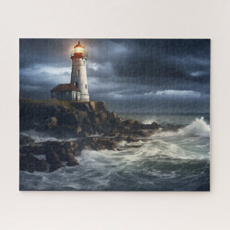 Quebra-cabeça Farol do Stormy Seas: 16" x 20" costeiro