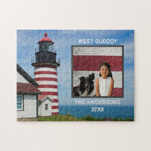 Quebra-cabeça Farol do West Quoddy, Foto da Família Personalizad