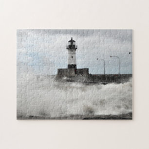 Quebra-cabeça Farol e Waves Duluth Minnesota