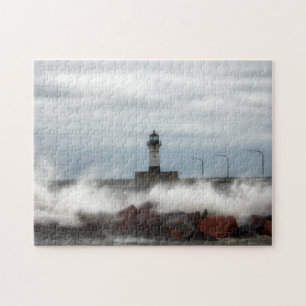 Quebra-cabeça Farol e Waves Duluth Minnesota Jigsee Puz