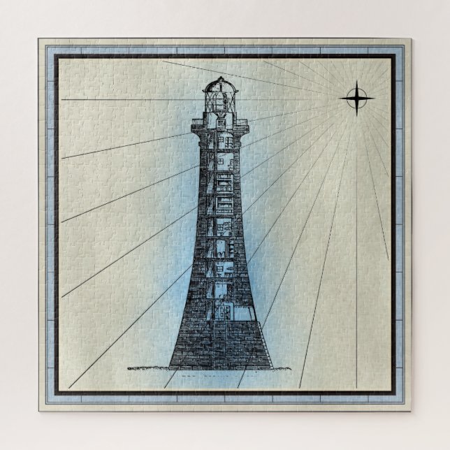 Quebra-cabeça Farol permanente náutico Vintage para navios (Vertical)