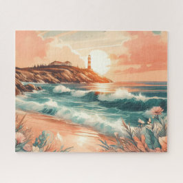 Quebra-cabeça Farol Sunset Ocean Beach Boho Floral