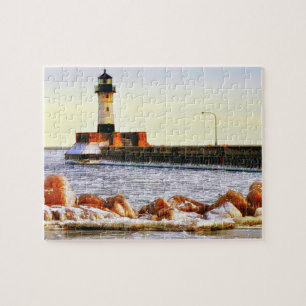 Quebra-cabeça Farol Winter, Duluth Minnesota