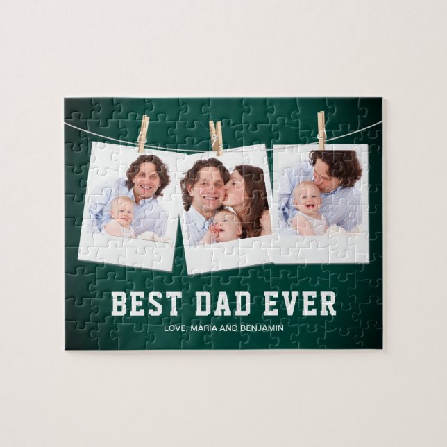 Quebra-cabeça Father's Day | Best Dad Ever 3 Photo Collage (Horizontal)