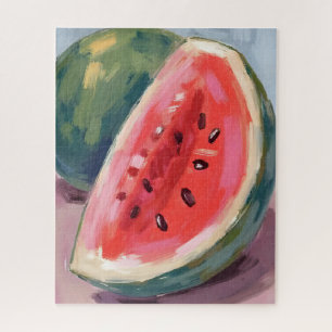 Quebra-cabeça Fatia de Melancia Pintura em Aquarela de Frutas