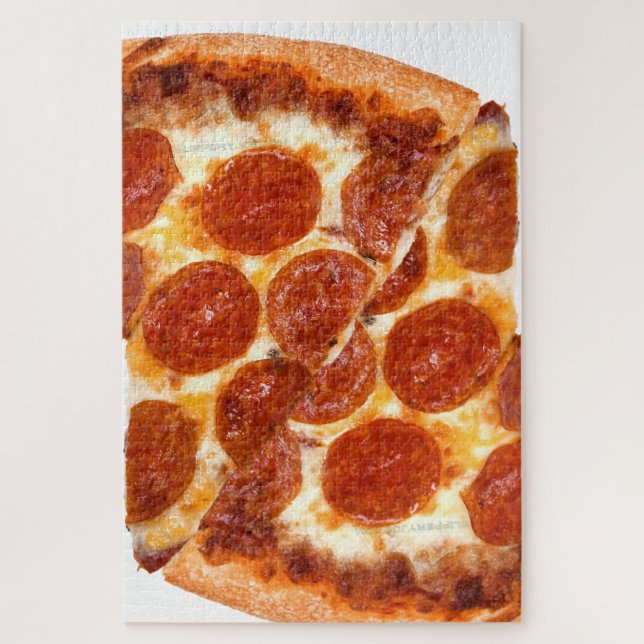 Quebra-cabeça Fatia de pizza de pepperoni clássica da SlipperyJo (Vertical)