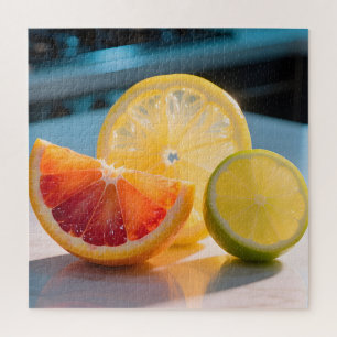 Quebra-cabeça Fatias Cítricas Vibrantes Toranja Limão Lima Fresc