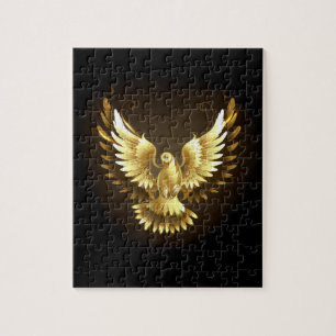 Quebra-cabeça Faux Gold Foil Peace Dove em Preto