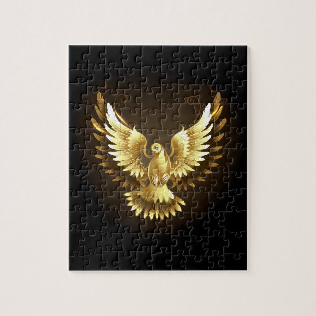 Quebra-cabeça Faux Gold Foil Peace Dove em Preto (Vertical)