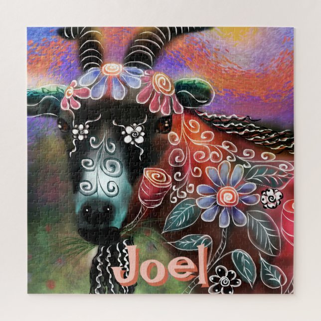 Quebra-cabeça Fazenda De Capim Floral Whimsical Personalizada (Vertical)