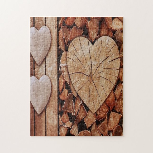 Quebra-cabeça Fazenda Rustic House Wood Heart Love (Vertical)