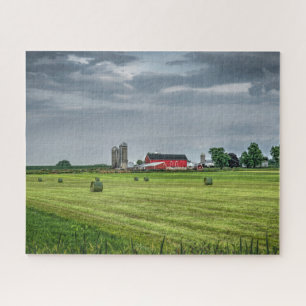 Quebra-cabeça Fazendas Red Barn & Silo em Primavera Jigsen Que