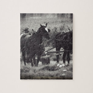 Quebra-cabeça Fazer com Cavalos Pretos e Brancos