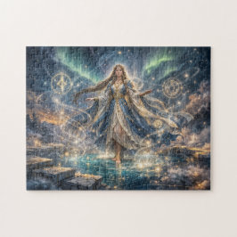 Quebra-cabeça Feiticeira Celestial Mística Fantasia Dourada