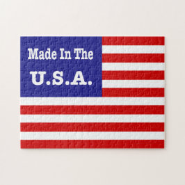 Quebra-cabeça Feito Nos Estados Unidos, Em Branco Vermelho E Ban