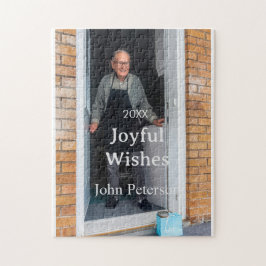 Quebra-cabeça Felicidades adicionam nome foto homem feriado ano 