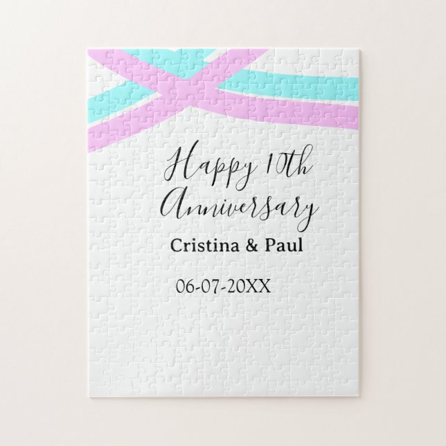 Quebra-cabeça Feliz 10º aniversário simples nome de casamento mi (Vertical)