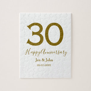 Quebra-cabeça Feliz 30 data de aniversário data ouro bold lete