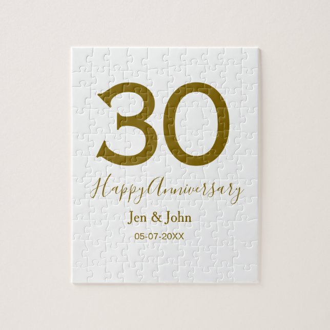 Quebra-cabeça Feliz 30 data de aniversário data ouro bold lete (Vertical)