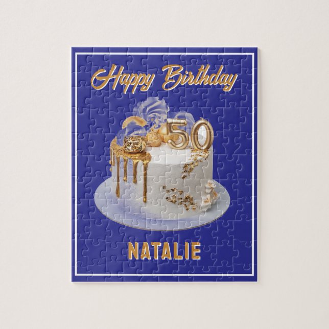 Quebra-cabeça Feliz 50º aniversário personalizado (Vertical)