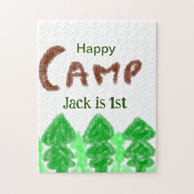 Quebra-cabeça Feliz acampamento de aniversários crianças árvores (Vertical)