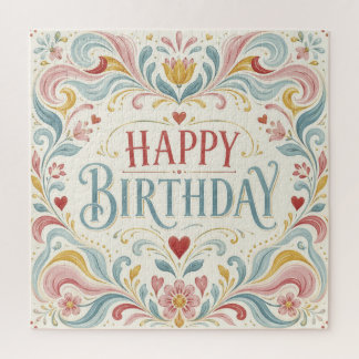 Quebra-cabeça Feliz Aniversário Arte Folclórica Escandinava Rede