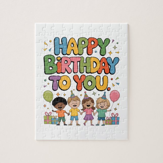 Quebra-cabeça Feliz Aniversário Crianças (Vertical)