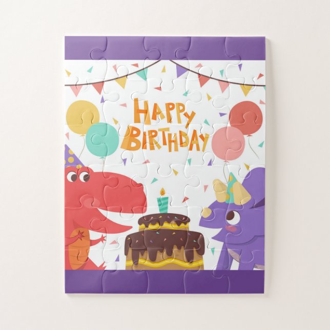 Quebra-cabeça Feliz aniversário Dinossauros (Vertical)
