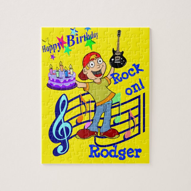 Quebra-cabeça Feliz Aniversário Do Bolo De Guitarr (Vertical)