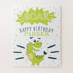Quebra-cabeça Feliz Aniversário do Dinossauro Verde da ROAR pers