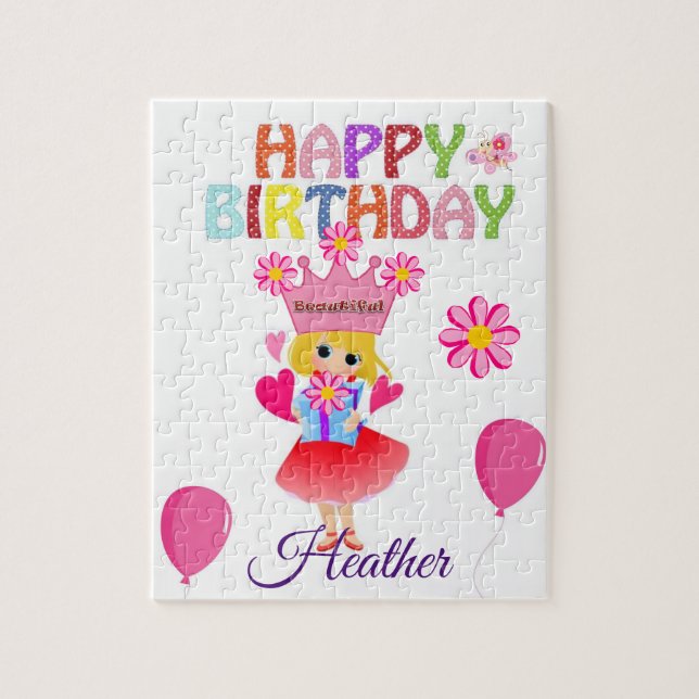 Quebra-cabeça Feliz Aniversário Linda Floral (Vertical)