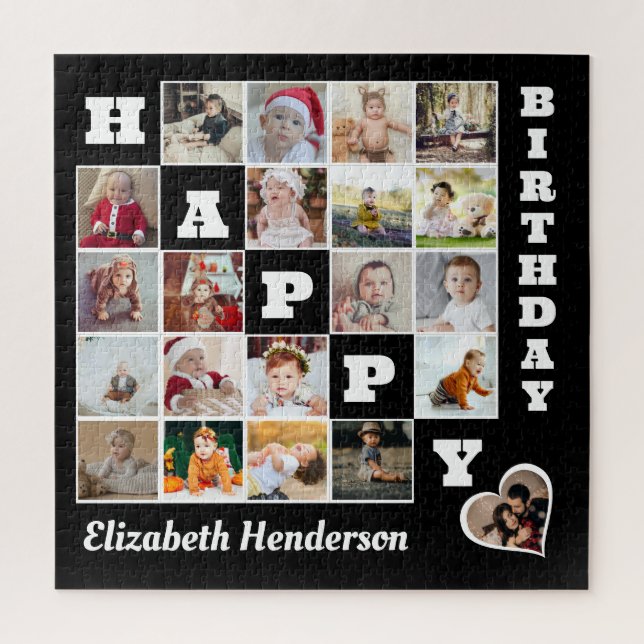 Quebra-cabeça Feliz Aniversário Personalizado 21 Oferta de Colag (Vertical)