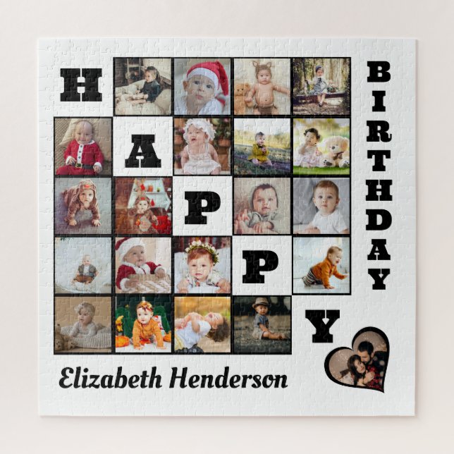 Quebra-cabeça Feliz Aniversário Personalizado 21 Oferta de Colag (Vertical)