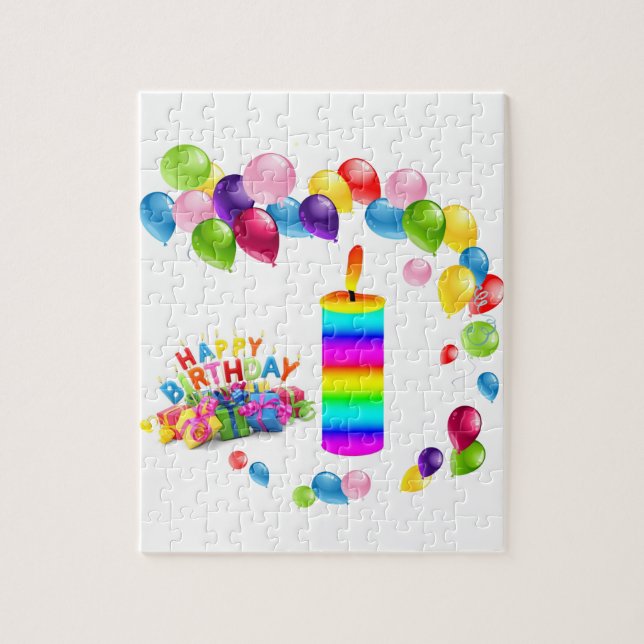 Quebra-cabeça Feliz Aniversário Velas Coloridas (Vertical)