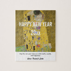 Quebra-cabeça Feliz ano novo com "O Beijo" de Gustav Klimt