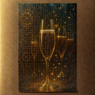 Quebra-cabeça Feliz Ano Novo Steampunk Champagne Glamouroso