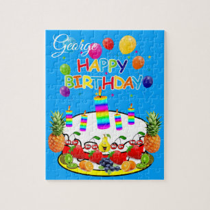 Quebra-cabeça Feliz Bolo de Fruta de Aniversário