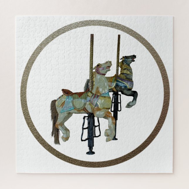 Quebra-cabeça Feliz bonito, rodar Cavalos Carrossel (Vertical)