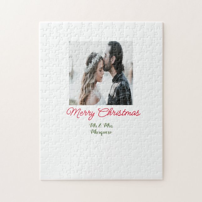 Quebra-cabeça Feliz casal de Natal - adicione nome feliz holida (Vertical)