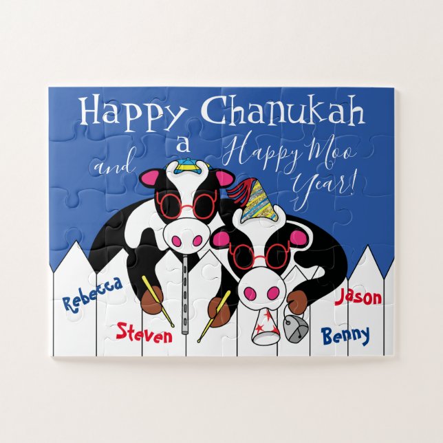 Quebra-cabeça Feliz Chanukah Feliz Ano do Boi (Horizontal)