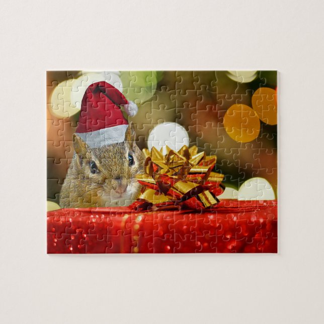 Quebra-cabeça Feliz Chipmunk Feliz Natal (Horizontal)