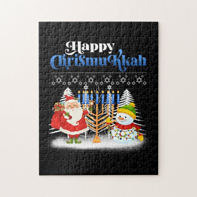 Quebra-cabeça Feliz Chrismukkah Natal Judeu Hanukkah (Vertical)