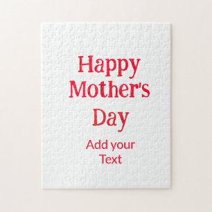 Quebra-cabeça Feliz dia das mães vermelho adicionar texto simple